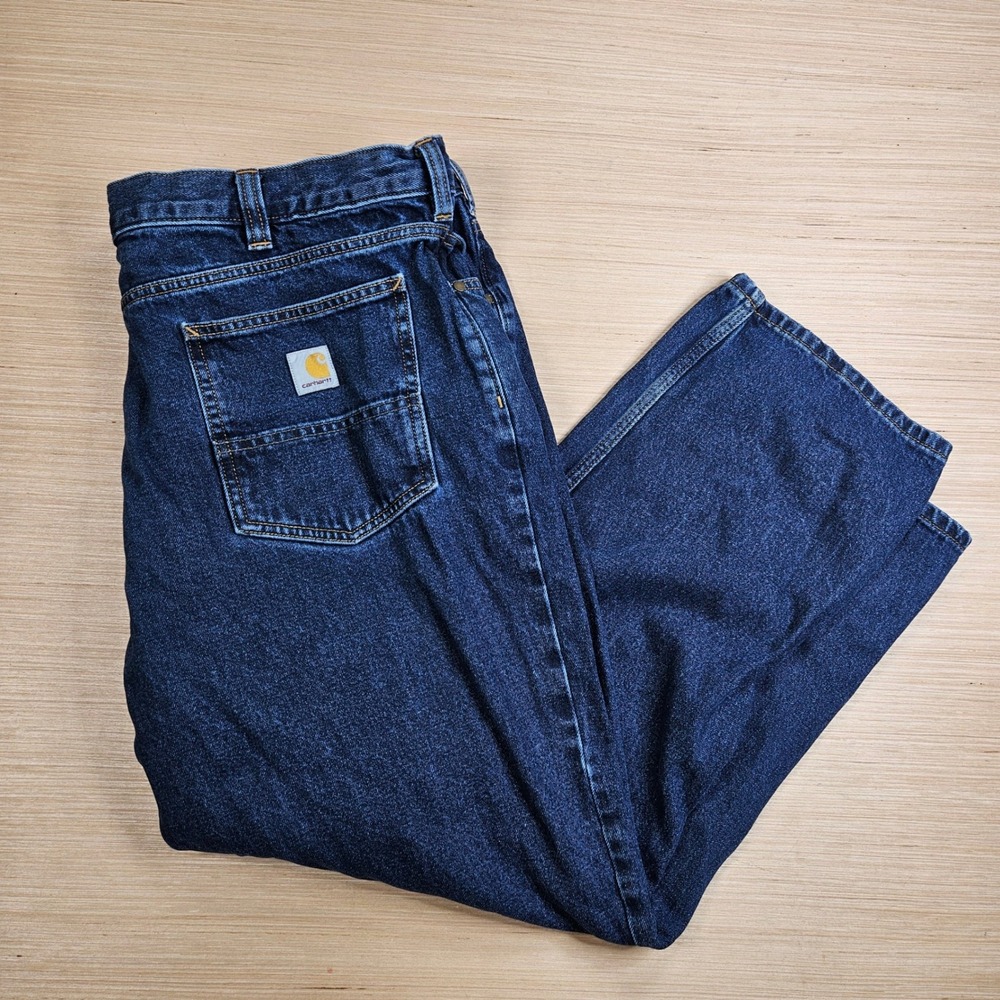 Carhartt Relaxed Fit Jeans Men 42x30 Fit 42x29 Blue Denim BD4943-M Workwear